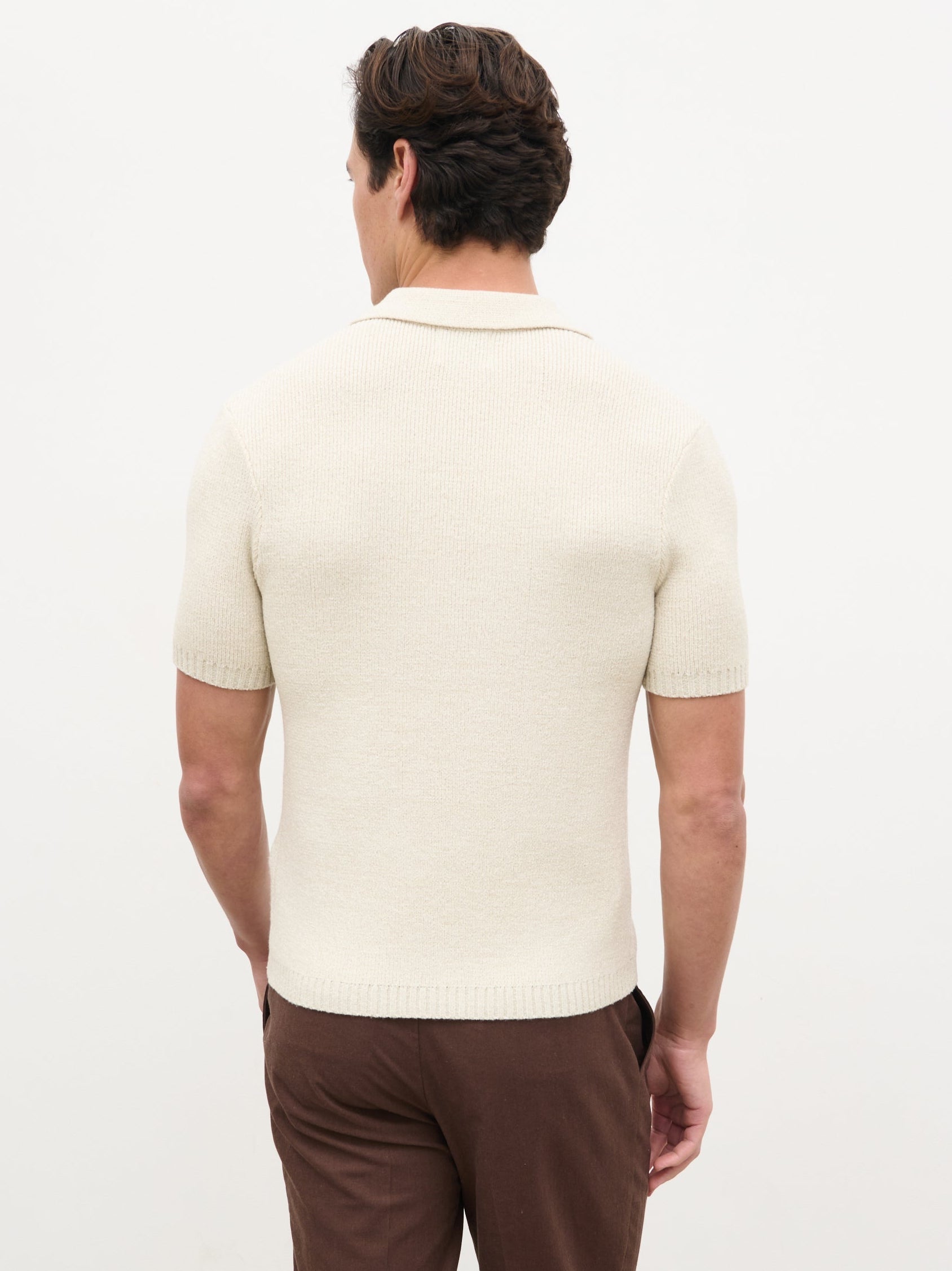Mason Fine Tape Knit Polo - Light Grey